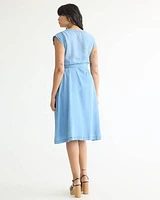 Cap-Sleeve Fit-and-Flare Tencel Midi Dress