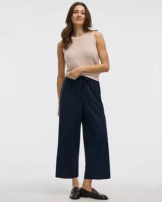 Wide-Leg Cropped Piqué Pant