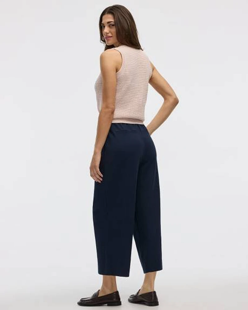 Wide-Leg Cropped Piqué Pant