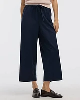 Wide-Leg Cropped Piqué Pant