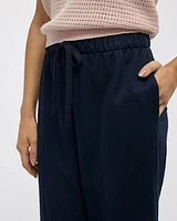 Wide-Leg Cropped Piqué Pant