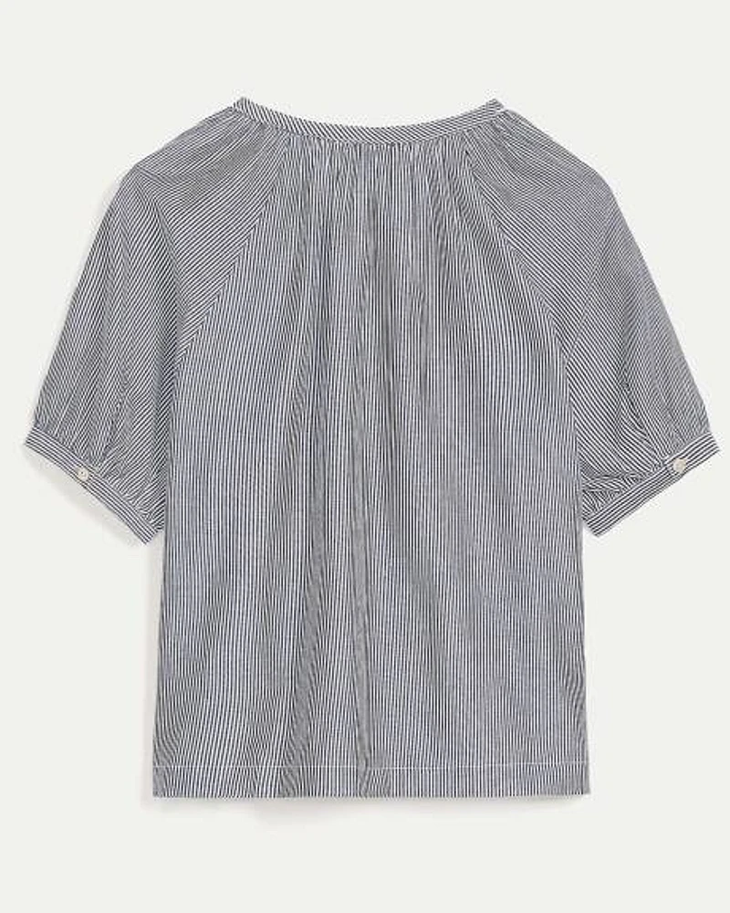 Short-Sleeve Scoop-Neck Loose Blouse