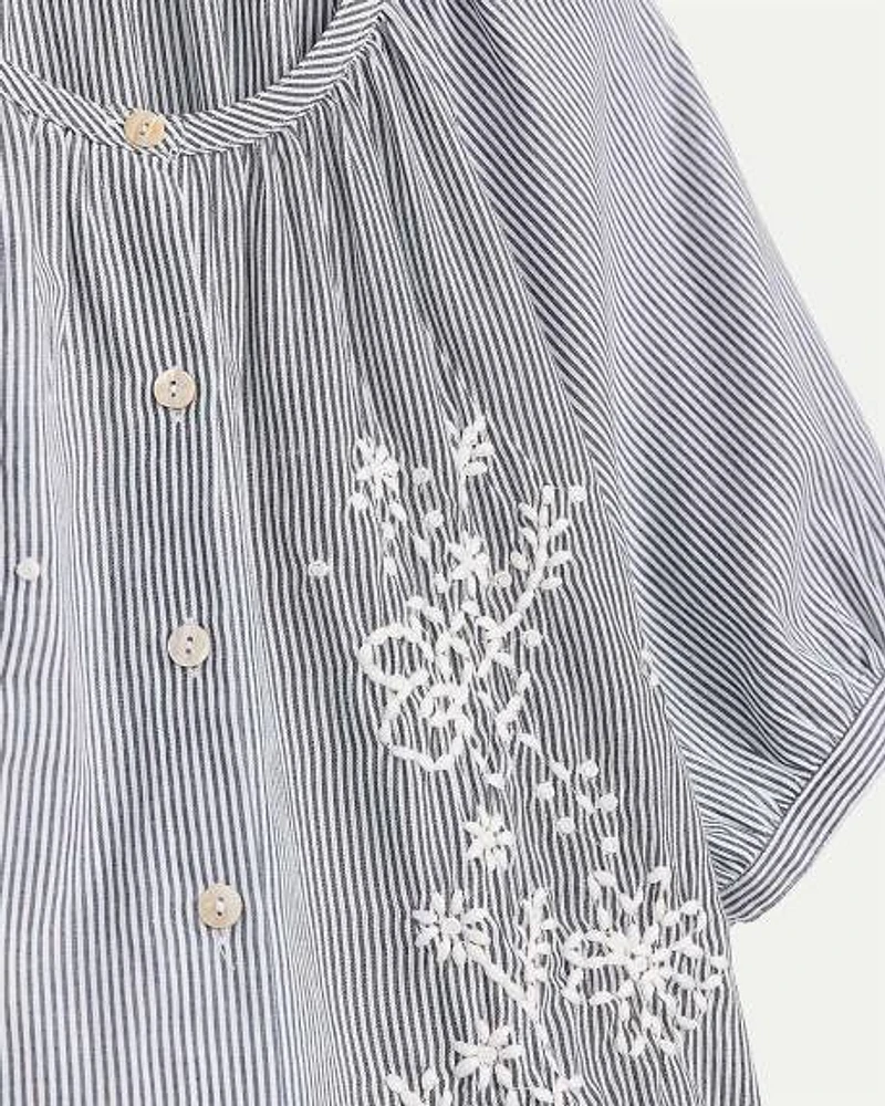 Short-Sleeve Scoop-Neck Loose Blouse