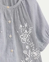 Short-Sleeve Scoop-Neck Loose Blouse