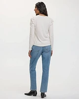 Long-Puffy-Sleeve Scoop-Neck Top