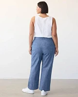 Straight-Leg Ankle Chambray Pant