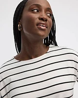 Striped Short-Dolman-Sleeve Boat-Neck T-Shirt