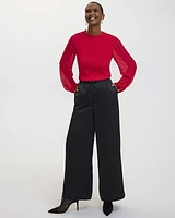 Wide-Leg High-Rise Waffled Pant