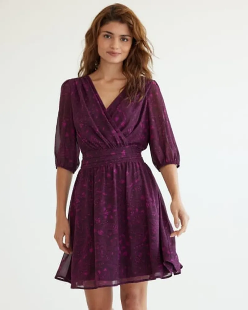 Wrap Dress with 3/4 Sleeves