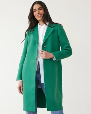 Long Unlined Coat with Two-Button Closure