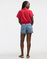 Short-Sleeve Shirt with Self-Tie Hem