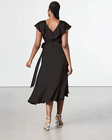 Robe maxi portefeuille à manches courtes et col V