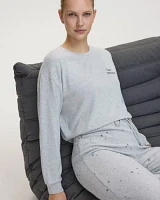 Long-Sleeve Crew-Neck Brushed Snit Pyjama Top