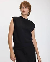 Extended-Sleeve Mock-Neck Top with Shoulder Pads