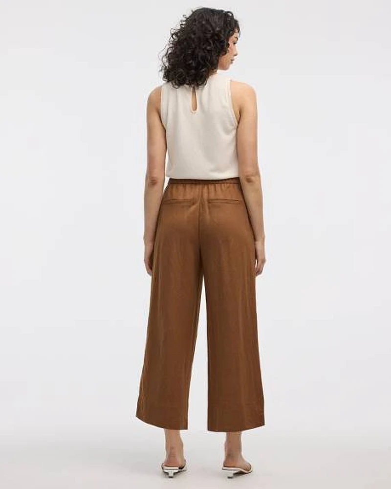 Pantalon court en tricot piqué à jambe large