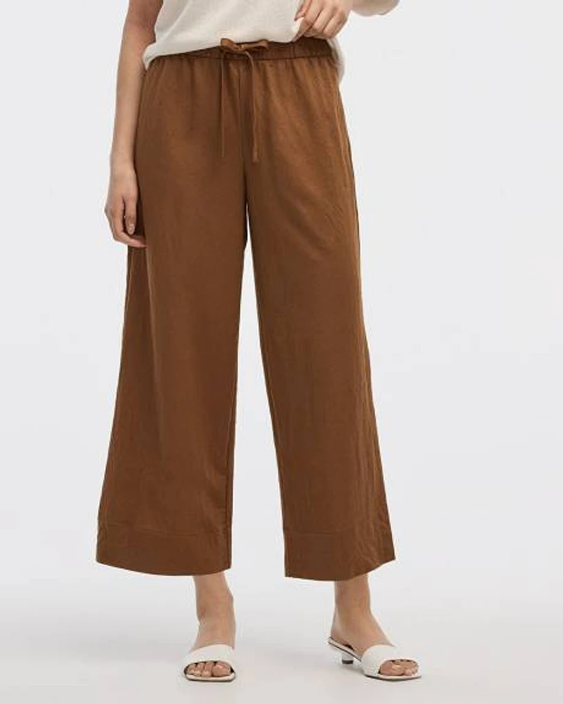 Pantalon court en tricot piqué à jambe large