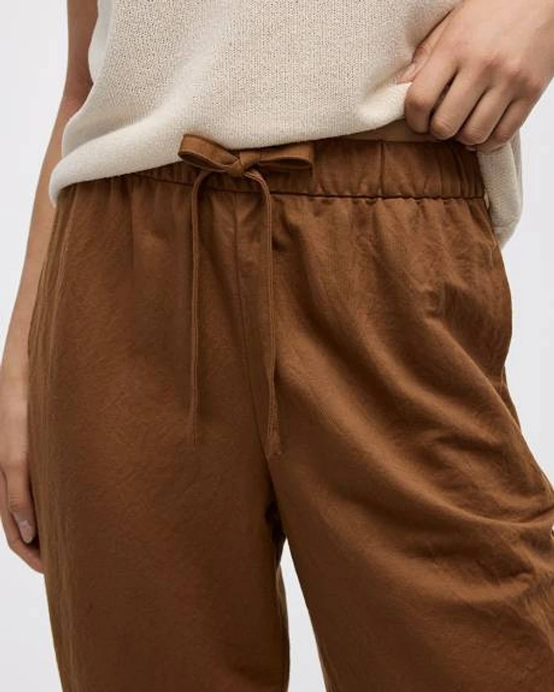 Pantalon court en tricot piqué à jambe large