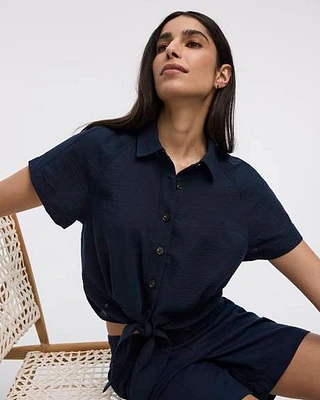 Short-Sleeve Shirt with Self-Tie Hem