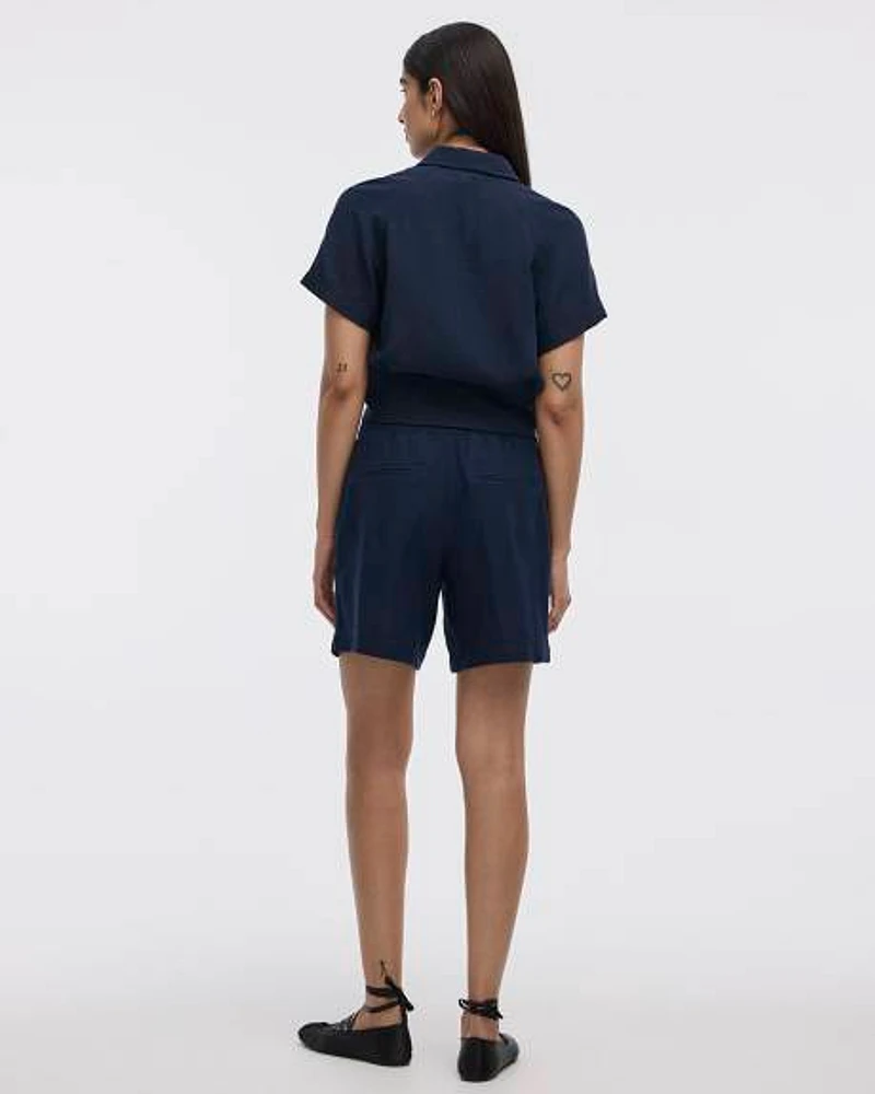 Short-Sleeve Shirt with Self-Tie Hem