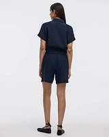 Short-Sleeve Shirt with Self-Tie Hem