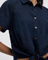Short-Sleeve Shirt with Self-Tie Hem