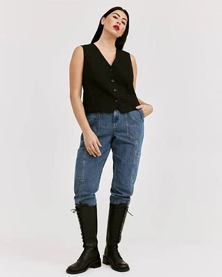 Tapered-Leg High-Rise Cargo Jean