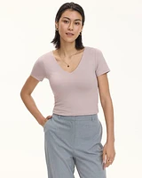 Short-Sleeve V-Neck Sculpting Tee