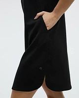 Extended-Sleeve Crew-Neck Scuba Dress with Pockets