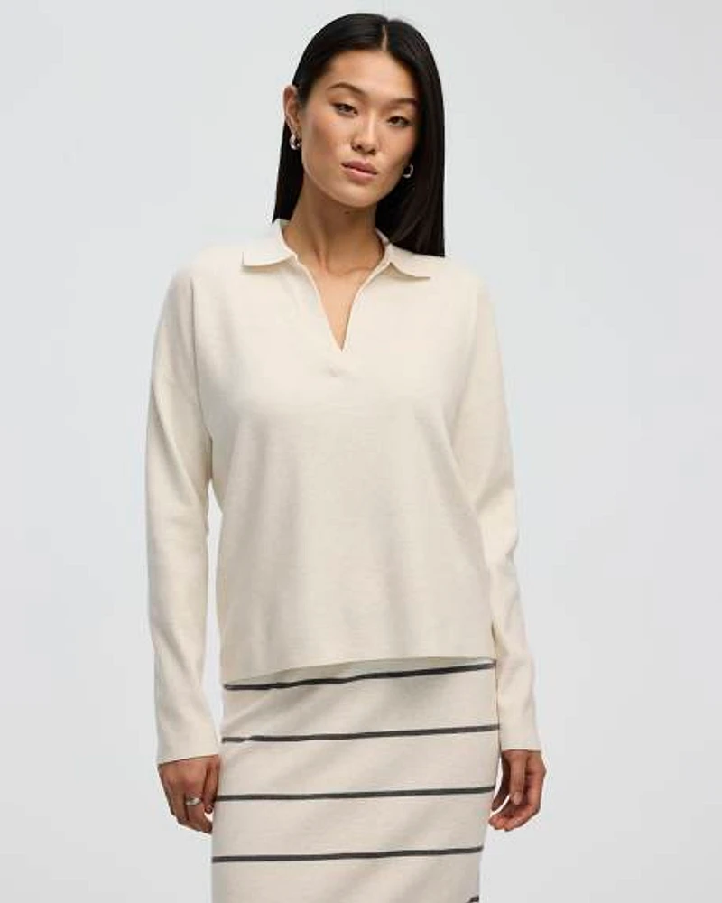 Long-Sleeve Sweater with Johnny Collar