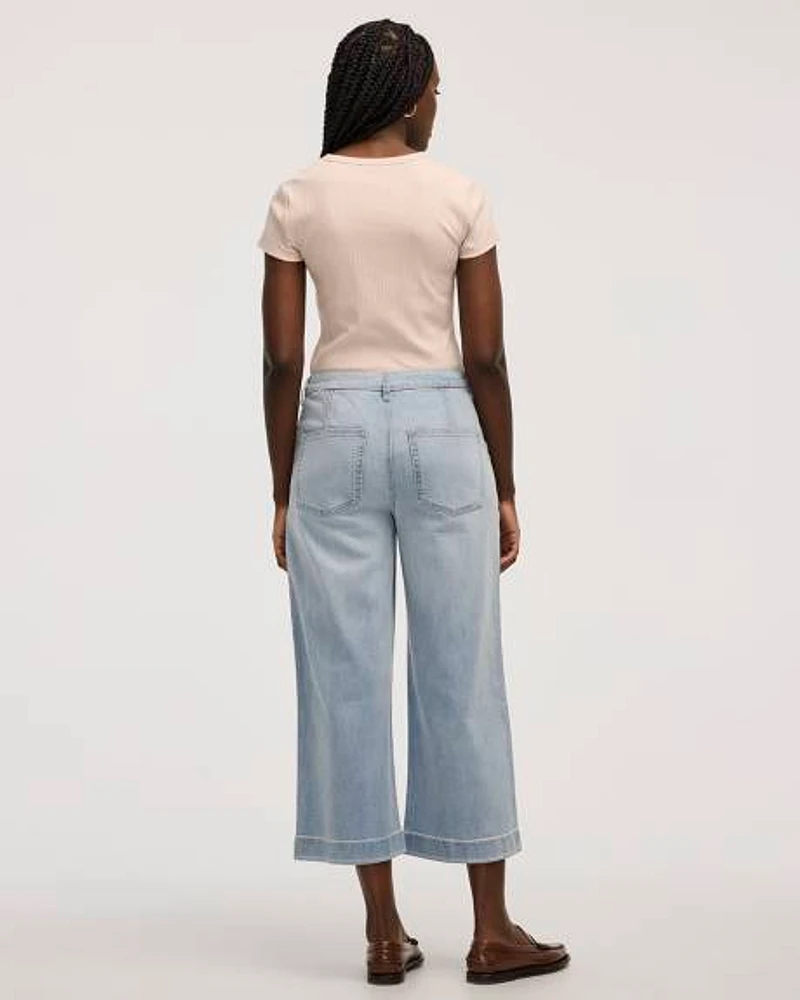 Wide-Leg High-Rise Cropped Jean