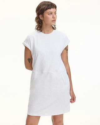 Extended-Sleeve Crew-Neck Dress with Pockets
