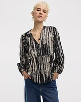 Blouse à col fendu et manches bouffantes