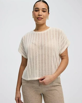 Cropped Short-Sleeve Crew-Neck Top