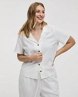 Short-Sleeve Linen-Blend Shirt