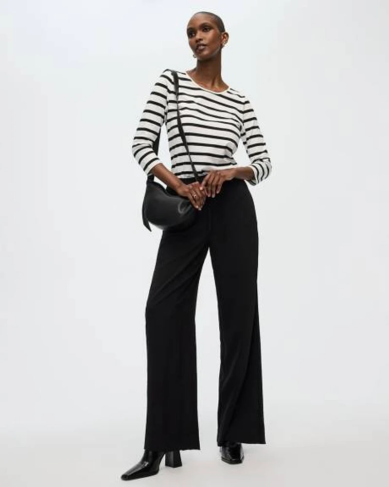 Wide-Leg Pull-On High-Rise Pant