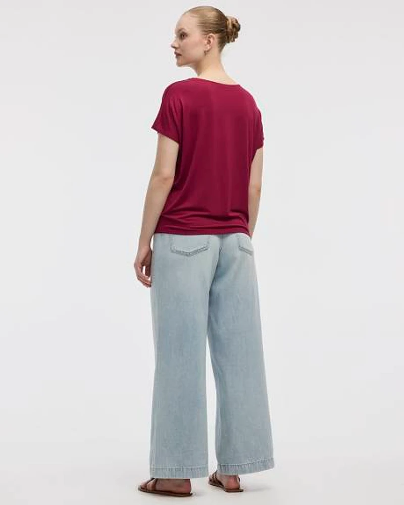 T-shirt à manches courtes dolman et col bateau