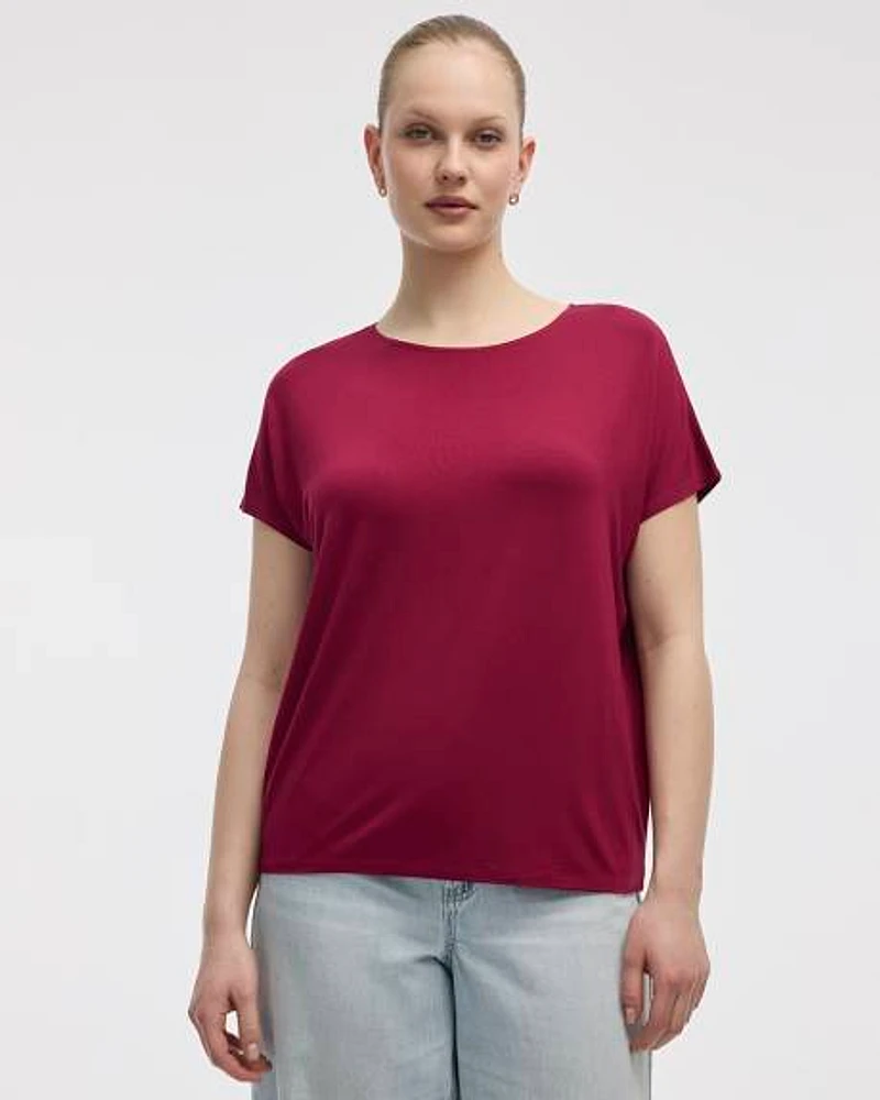 T-shirt à manches courtes dolman et col bateau