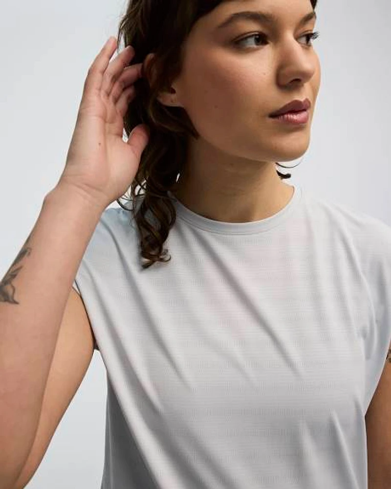 T-shirt à manches très courtes en jacquard