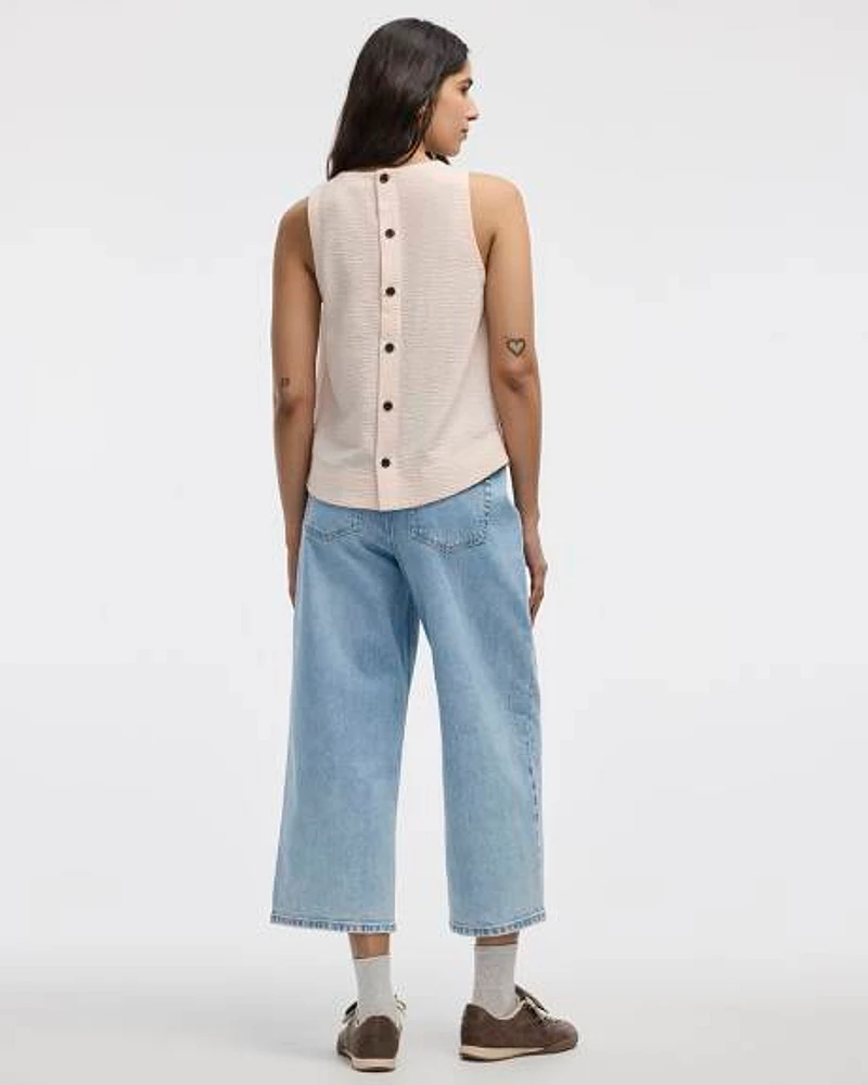 Sleeveless Crew-Neck Blouse