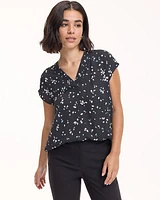 Short-Sleeve V-Neck Blouse