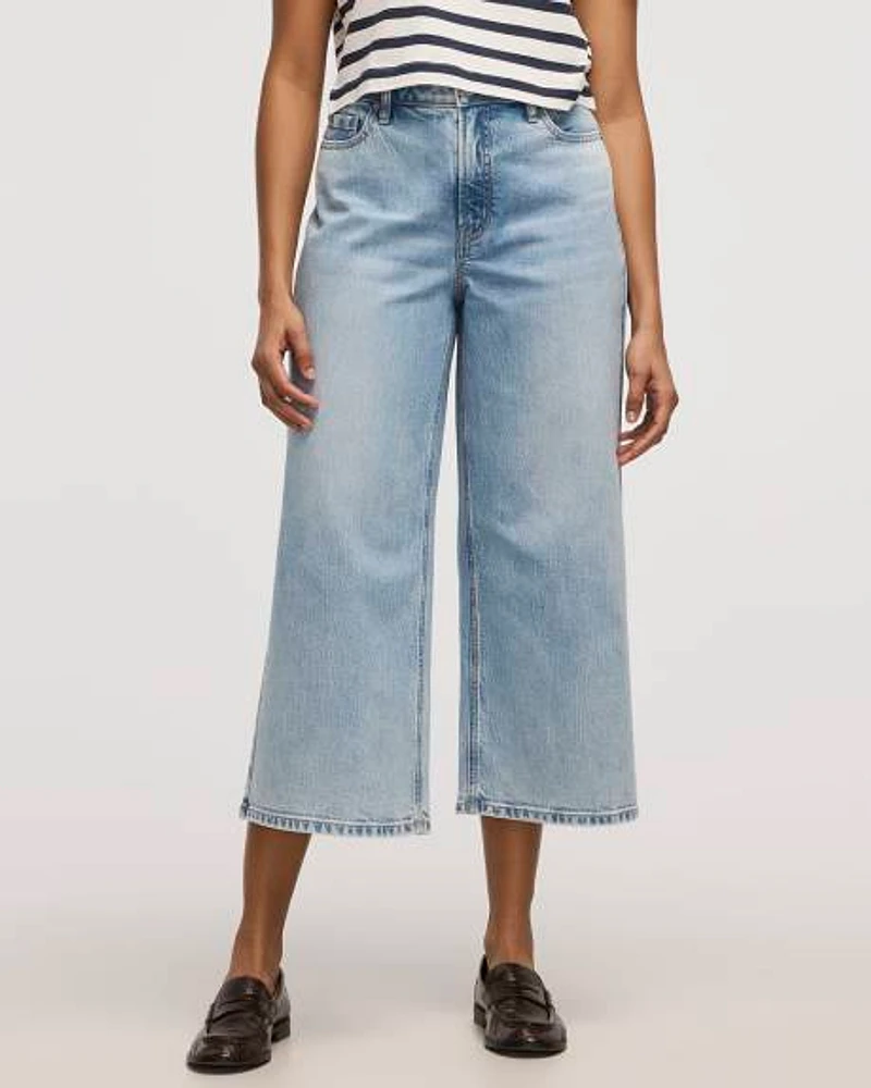 Wide-Leg High-Rise Cropped Jean