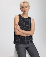 Sleeveless Crew-Neck Crepe Blouse