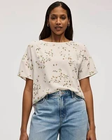 Short-Sleeve Crew-Neck T-Shirt Blouse