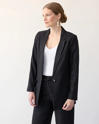 One-Button Linen Blazer