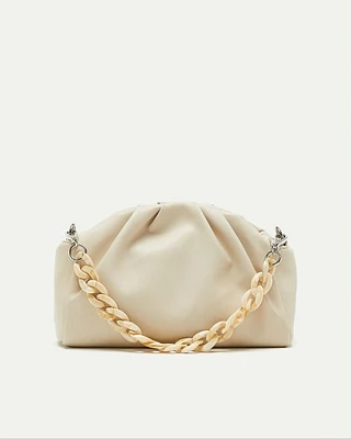 Faux Leather Clutch with Decorative Chain