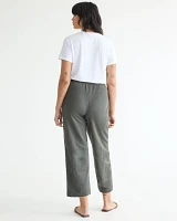 Wide-Leg Cropped Piqué Pant