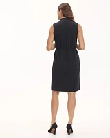 Sleeveless Wrap Dress with Blazer Collar