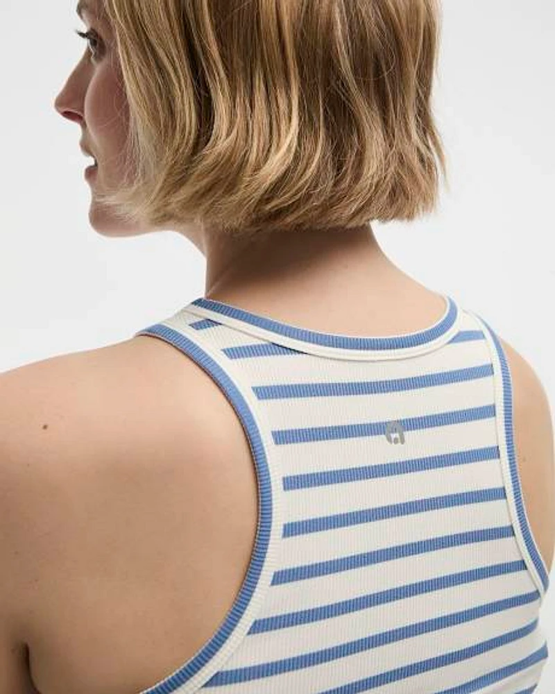 Ribbed Fitted Tank wtih Stripes