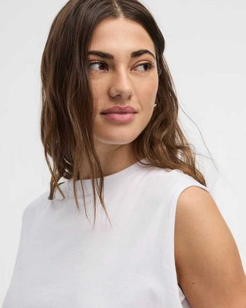 Crew-Neck Tank with Bubble Hem