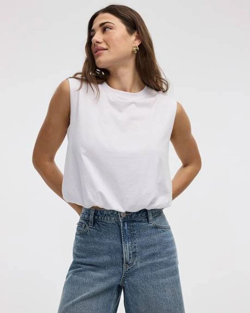 Crew-Neck Tank with Bubble Hem
